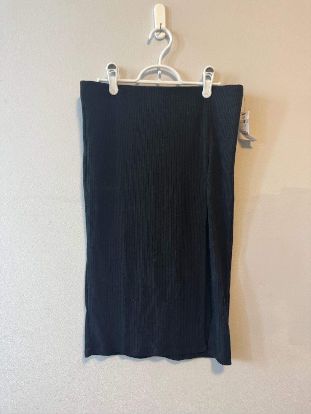 Garage Black Rib-Knit Midi Skirt